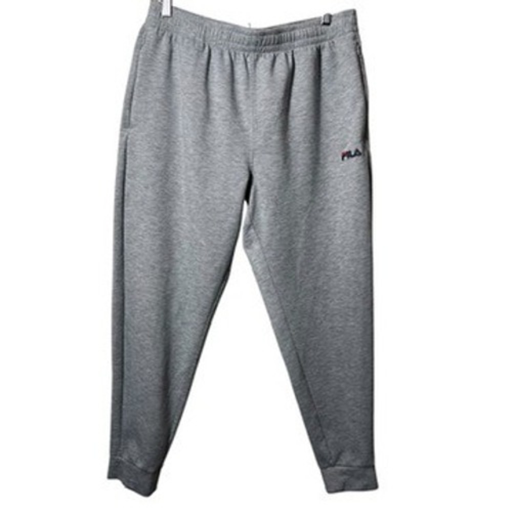FILA Gray‎ Joggers Sweatpants L Logo Athleisure Stretch Comfy Pants Mens
